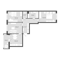 Квартира 63,7 м², 3-комнатная - изображение 2