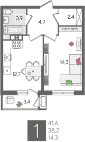 41,6 м², 1-комнатная квартира 7 492 160 ₽ - изображение 10