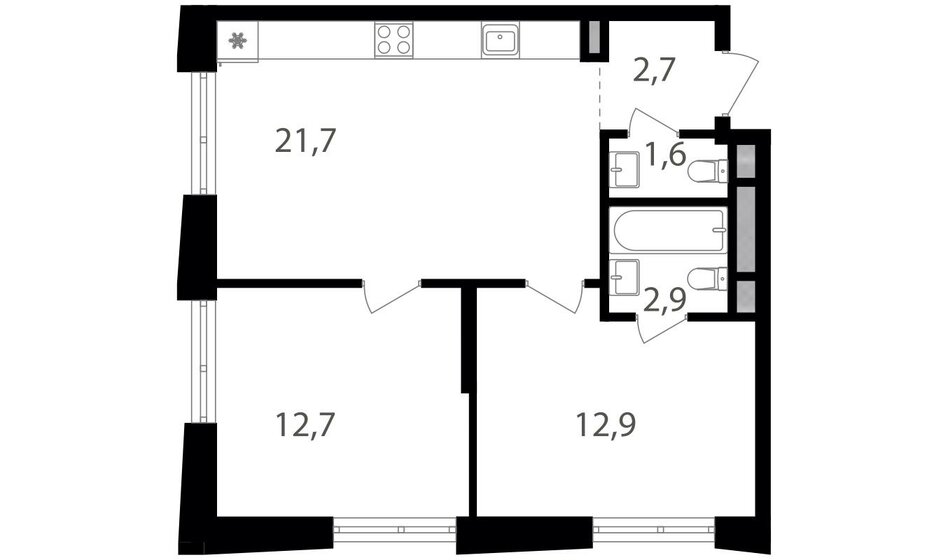 54,5 м², 2-комнатная квартира 19 652 700 ₽ - изображение 1