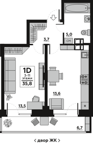 33,6 м², 1-комнатная квартира 3 990 000 ₽ - изображение 45