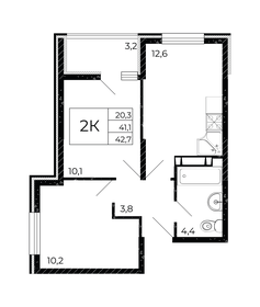 43 м², 2-комнатная квартира 4 550 000 ₽ - изображение 58