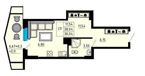 29,2 м², квартира-студия 3 400 000 ₽ - изображение 18