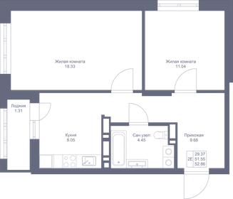 52,9 м², 2-комнатная квартира 10 730 580 ₽ - изображение 3