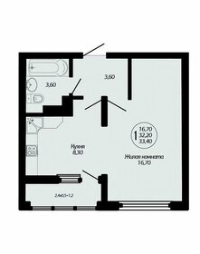 Квартира 34 м², 1-комнатная - изображение 4