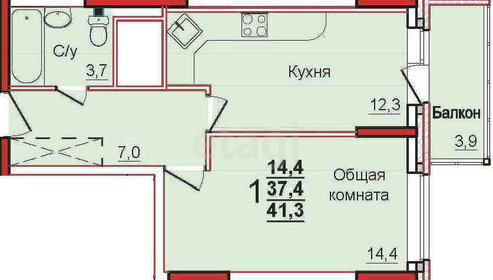 Квартира 43 м², 2-комнатная - изображение 2