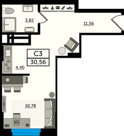 28,8 м², квартира-студия 4 467 100 ₽ - изображение 23