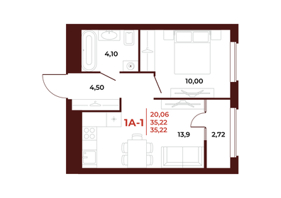 37,3 м², 1-комнатная квартира 3 880 000 ₽ - изображение 39