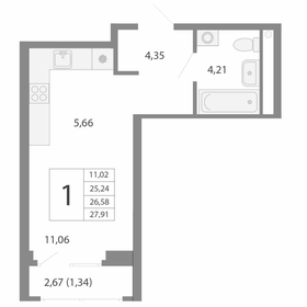 Квартира 26,6 м², студия - изображение 1