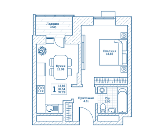 35,7 м², 1-комнатная квартира 4 000 000 ₽ - изображение 109