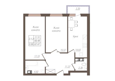 61,3 м², 2-комнатная квартира 8 350 000 ₽ - изображение 43