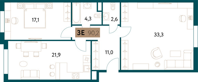 122 м², 3-комнатная квартира 39 900 000 ₽ - изображение 55