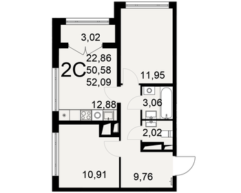 Квартира 52,1 м², 2-комнатная - изображение 1