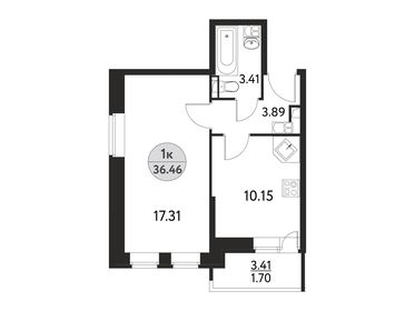 Квартира 36,5 м², 1-комнатная - изображение 1