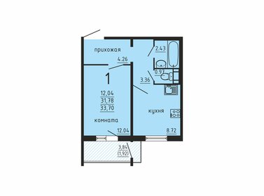 Квартира 33,7 м², 1-комнатная - изображение 1