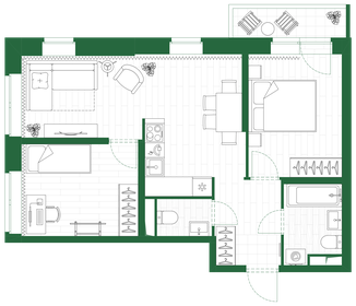 Квартира 54,7 м², 2-комнатная - изображение 3