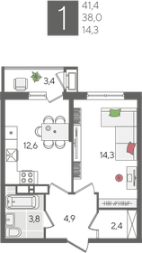 41,6 м², 1-комнатная квартира 10 196 160 ₽ - изображение 21