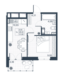 30 м², 1-комнатная квартира 4 410 000 ₽ - изображение 33