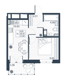 Квартира 30 м², 1-комнатная - изображение 1