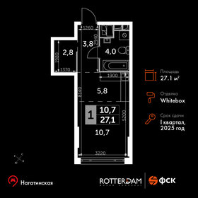 22,3 м², квартира-студия 12 650 000 ₽ - изображение 93