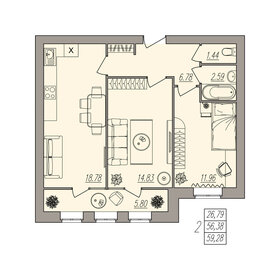 56,3 м², 2-комнатная квартира 7 883 400 ₽ - изображение 24