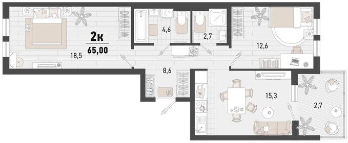 68,3 м², 2-комнатная квартира 15 715 830 ₽ - изображение 10