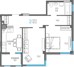 58,2 м², 3-комнатная квартира 7 900 000 ₽ - изображение 61