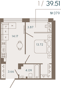 Квартира 39,5 м², 1-комнатные - изображение 1