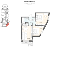 Квартира 69,4 м², 2-комнатные - изображение 3