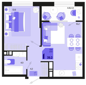 39 м², 1-комнатная квартира 5 770 000 ₽ - изображение 79