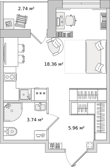 30,8 м², квартира-студия 7 353 754 ₽ - изображение 1