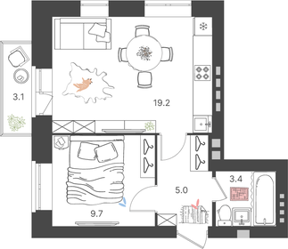 32,9 м², 1-комнатная квартира 3 100 000 ₽ - изображение 113