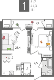 52,2 м², 1-комнатная квартира 14 500 000 ₽ - изображение 75