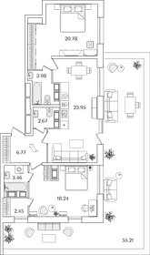 Квартира 98,9 м², 2-комнатная - изображение 1