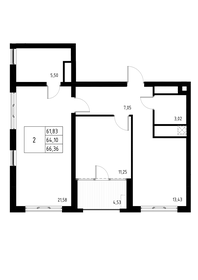 66,4 м², 2-комнатная квартира 13 006 921 ₽ - изображение 40