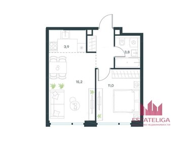 Квартира 38,5 м², 2-комнатная - изображение 1