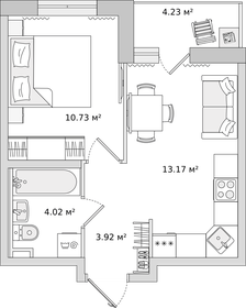 Квартира 34,5 м², 1-комнатная - изображение 1