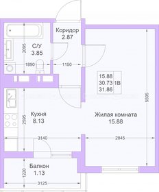 Квартира 31,9 м², 1-комнатная - изображение 1