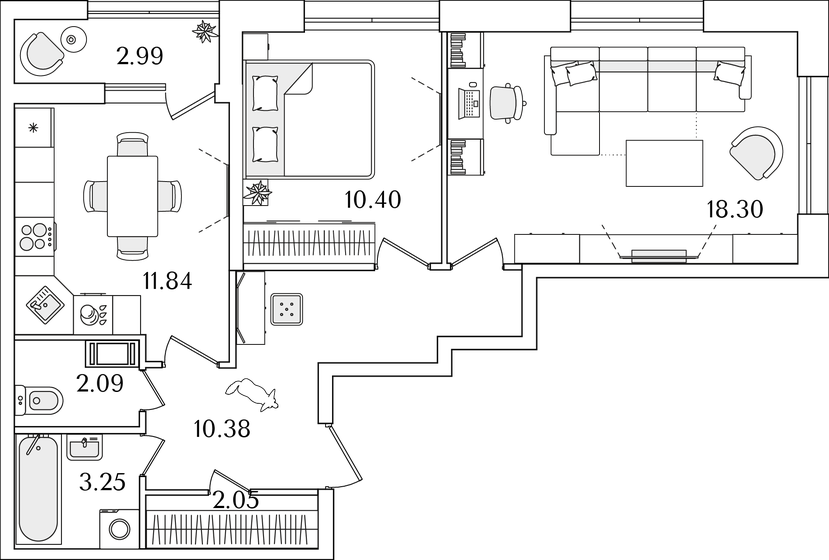 59,8 м², 2-комнатная квартира 15 861 273 ₽ - изображение 30