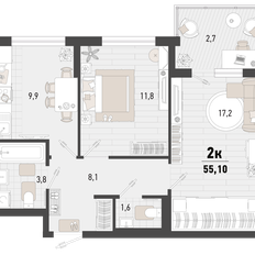 Квартира 55,1 м², 2-комнатная - изображение 2