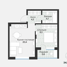 Квартира 43,2 м², 1-комнатная - изображение 4