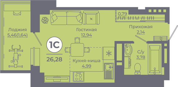 27,6 м², квартира-студия 4 060 140 ₽ - изображение 11