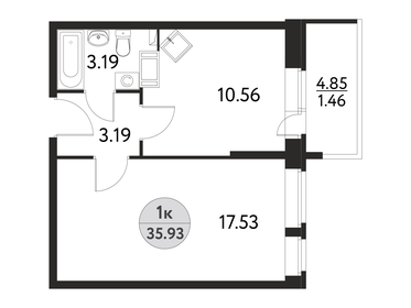 Квартира 35,9 м², 1-комнатная - изображение 1
