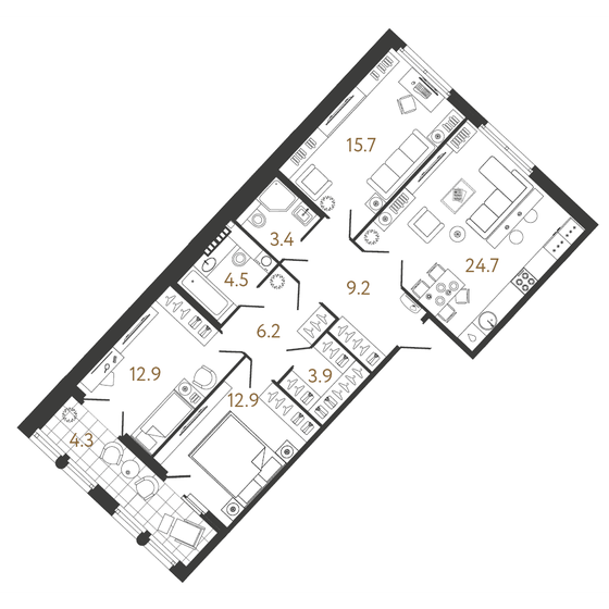 93,4 м², 3-комнатная квартира 42 383 704 ₽ - изображение 1