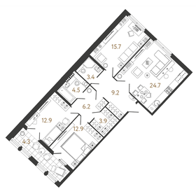 104,5 м², 3-комнатная квартира 38 900 000 ₽ - изображение 66