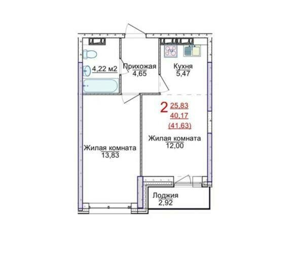 41,6 м², 2-комнатная квартира 4 316 142 ₽ - изображение 1