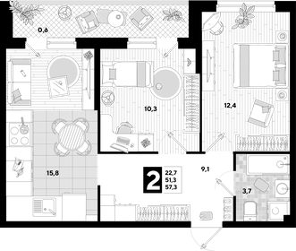 42,8 м², 2-комнатная квартира 4 400 000 ₽ - изображение 19