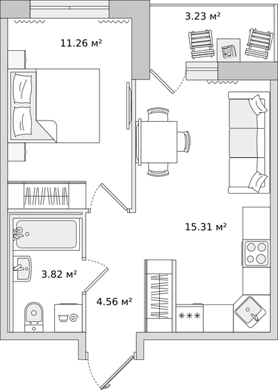 39,2 м², 1-комнатная квартира 6 378 334 ₽ - изображение 48