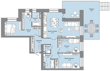 Квартира 107 м², 4-комнатная - изображение 1