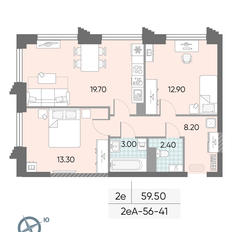 Квартира 59,5 м², 2-комнатная - изображение 2