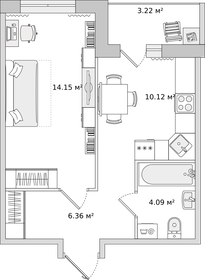 Квартира 37,9 м², 1-комнатная - изображение 1